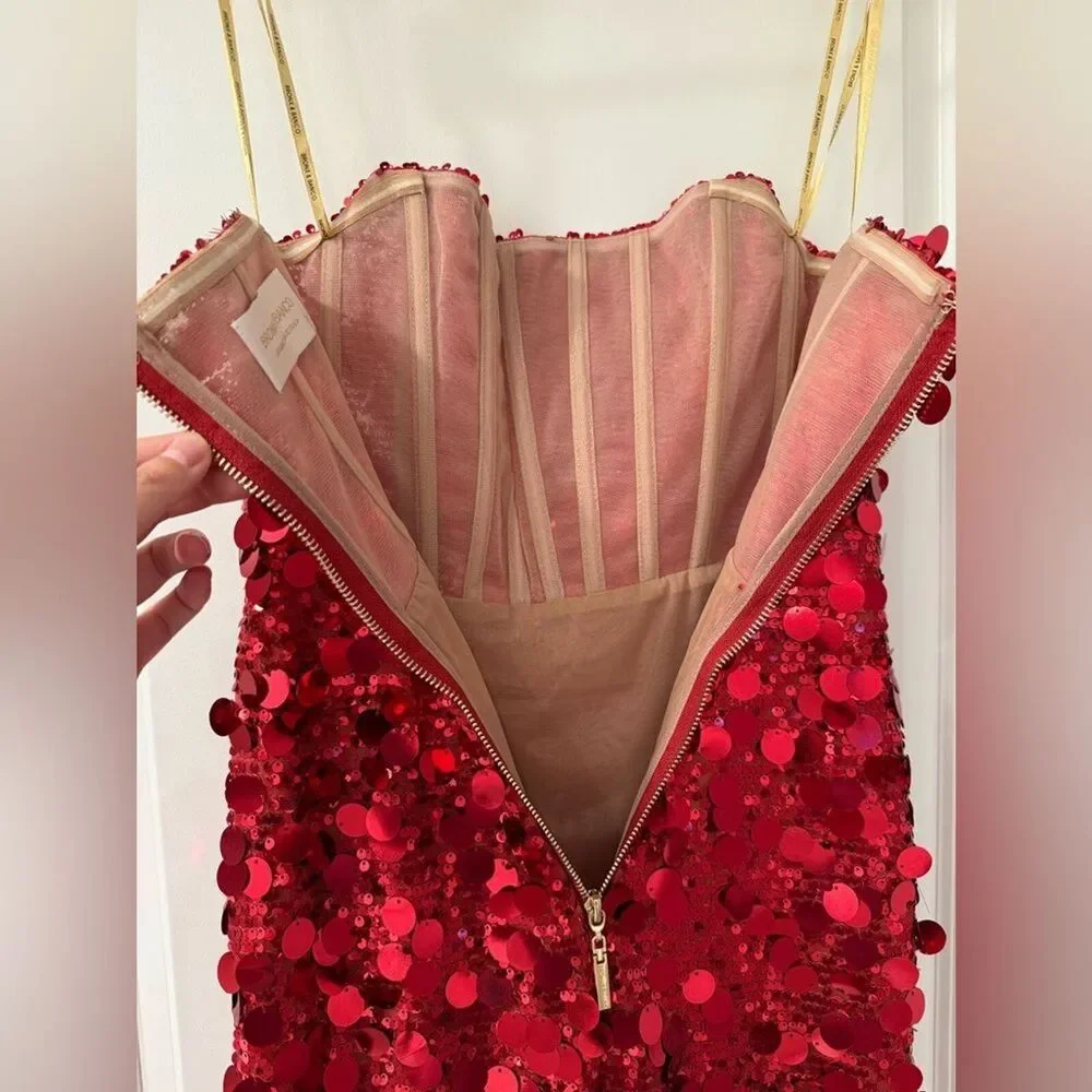 NWOT BRONX AND BANCO FARAH RED STRAPLESS GOWN - Picture 14 of 15